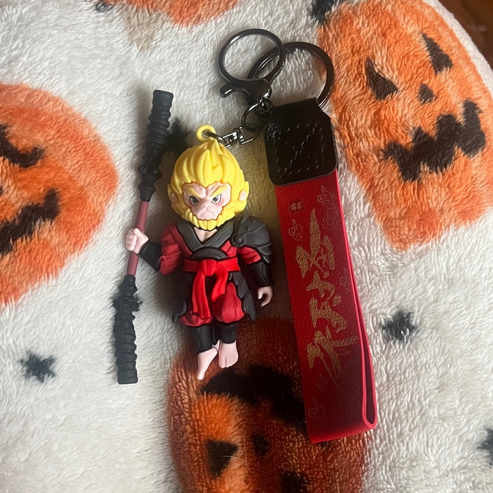 Red and Black Wukong Anime Keychain Character